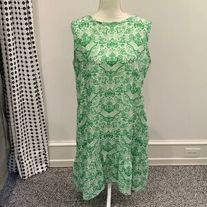 Cotton Frais Sleeveless Green Printed Shift Dress. XL
